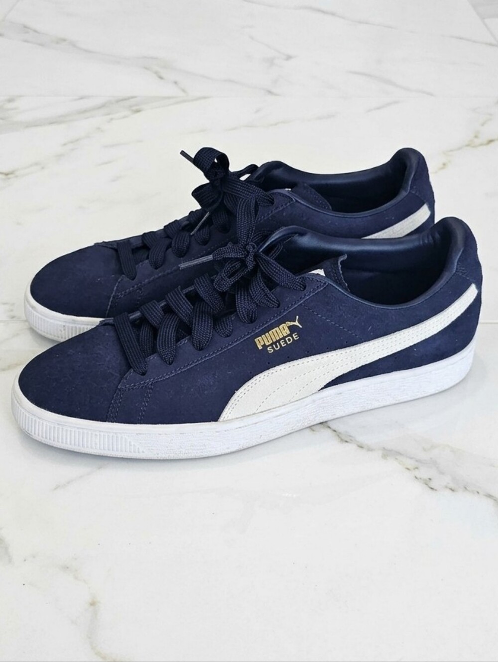 ​Puma Suede Classic Navy Blue White Low Top Sneakers Mens 10.5